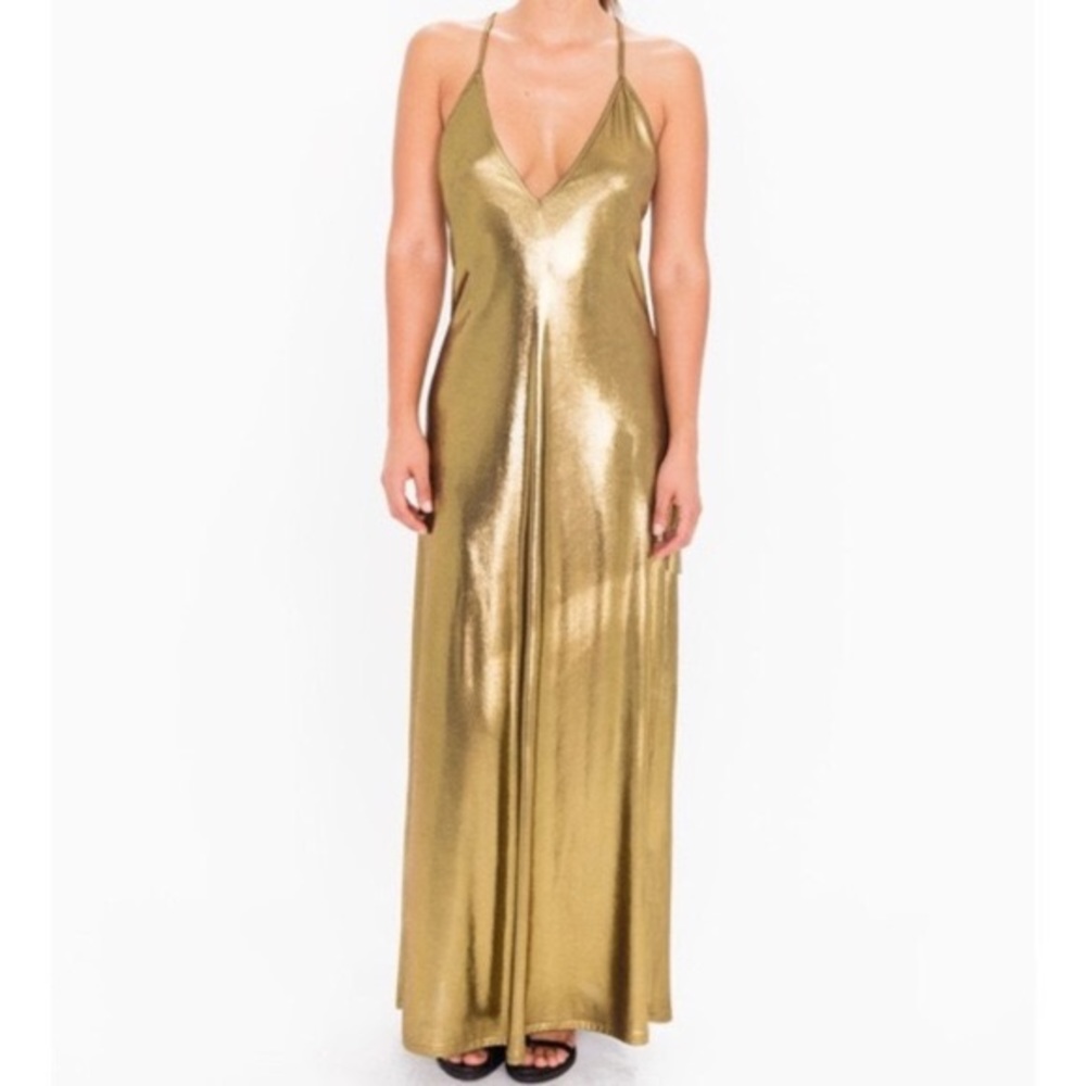 american apparel gold maxi dress
